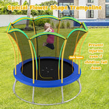 NNECW 8FT/10 FT Outdoor Trampoline with Unique Flower Shape &amp Enclosure Net-10FT