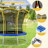 NNECW 8FT/10 FT Outdoor Trampoline with Unique Flower Shape &amp Enclosure Net-10FT