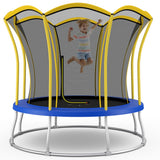 NNECW 8FT/10 FT Outdoor Trampoline with Unique Flower Shape &amp Enclosure Net-8FT