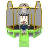 NNECW 3-in-1 7FT Kids Trampoline with Slide & Ladder & Ocean Balls