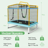 NNECW 3-in-1 Rectangle Trampoline for Kids with Swing &amp Horizontal Bar-Yellow