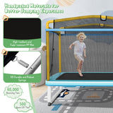 NNECW 3-in-1 Rectangle Trampoline for Kids with Swing &amp Horizontal Bar-Yellow