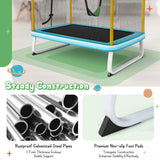 NNECW 3-in-1 Rectangle Trampoline for Kids with Swing &amp Horizontal Bar-Yellow