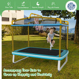 NNECW 3-in-1 Rectangle Trampoline for Kids with Swing &amp Horizontal Bar-Yellow