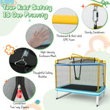 NNECW 3-in-1 Rectangle Trampoline for Kids with Swing &amp Horizontal Bar-Yellow