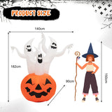 NNECW 182CM Halloween Blow Up Pumpkin and Ghost Combo with Built-in LED & Blower