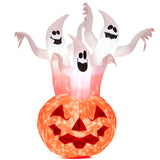 NNECW 182CM Halloween Blow Up Pumpkin and Ghost Combo with Built-in LED & Blower
