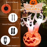 NNECW 182CM Halloween Blow Up Pumpkin and Ghost Combo with Built-in LED & Blower