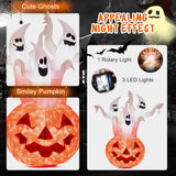 NNECW 182CM Halloween Blow Up Pumpkin and Ghost Combo with Built-in LED & Blower