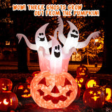 NNECW 182CM Halloween Blow Up Pumpkin and Ghost Combo with Built-in LED & Blower