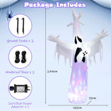 NNECW 244CM Giant Halloween Inflatable Ghost with LED Lights & Rotating Lamp