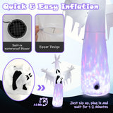 NNECW 244CM Giant Halloween Inflatable Ghost with LED Lights & Rotating Lamp
