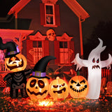NNECW 226CM Halloween Inflatable Pumpkin Combo with Ghost & Witches Hats