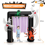 NNECW 230CM Halloween Inflatable Archway with 2 Haunted Ghosts & 2 Spiders