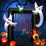 NNECW 230CM Halloween Inflatable Archway with 2 Haunted Ghosts & 2 Spiders