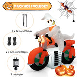 NNECW 155CM Tall Halloween Inflatable Ghost Riding on Motor Bike