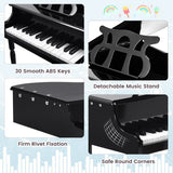 NNECW 30 Keys Piano Keyboard Toy with Sheet Music Stand for Kids-Black