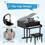 NNECW 30 Keys Piano Keyboard Toy with Sheet Music Stand for Kids-Black