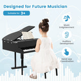 NNECW 30 Keys Piano Keyboard Toy with Sheet Music Stand for Kids-Black