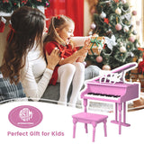 NNECW 30 Keys Piano Keyboard Toy with Sheet Music Stand for Kids-Pink