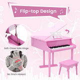 NNECW 30 Keys Piano Keyboard Toy with Sheet Music Stand for Kids-Pink