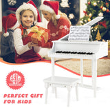 NNECW 30 Keys Piano Keyboard Toy with Sheet Music Stand for Kids-White