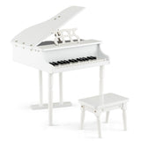 NNECW 30 Keys Piano Keyboard Toy with Sheet Music Stand for Kids-White