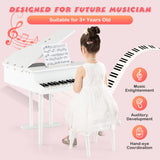 NNECW 30 Keys Piano Keyboard Toy with Sheet Music Stand for Kids-White