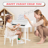 NNECW 30 Keys Piano Keyboard Toy with Sheet Music Stand for Kids-White