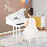NNECW 30 Keys Piano Keyboard Toy with Sheet Music Stand for Kids-White