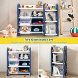 NNECW Kids Toy Storage Organizer with Bookshelf for Childs Bedroom-Blue