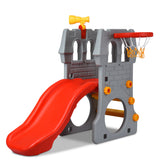 NNECW Children Climber Slide Set with Basketball Hoop for Indoor & Outdoor
