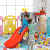 NNECW Children Climber Slide Set with Basketball Hoop for Indoor & Outdoor