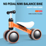 NNECW Baby Balance Training Bike with 4 Wheels for Infant-Orange