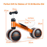 NNECW Baby Balance Training Bike with 4 Wheels for Infant-Orange