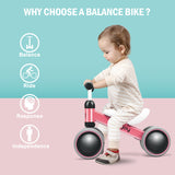 NNECW Baby Balance Training Bike with 4 Wheels for Infant-Pink