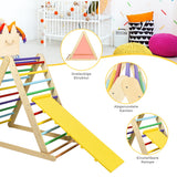 NNECW Wooden Climbing Triangle Ladder with Safety Triangular Structure-Multicolour