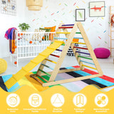 NNECW Wooden Climbing Triangle Ladder with Safety Triangular Structure-Multicolour