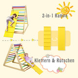 NNECW Wooden Climbing Triangle Ladder with Safety Triangular Structure-Multicolour