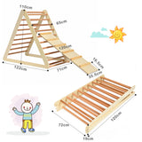 NNECW Wooden Climbing Triangle Ladder with Safety Triangular Structure-Natural