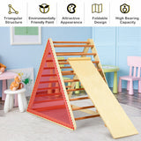 NNECW Wooden Climbing Triangle Ladder with Safety Triangular Structure-Natural