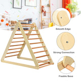 NNECW Wooden Climbing Triangle Ladder with Safety Triangular Structure-Natural