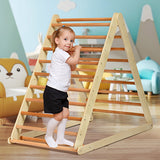 NNECW Wooden Climbing Triangle Ladder with Safety Triangular Structure-Natural