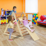 NNECW Wooden Climbing Triangle Ladder with Safety Triangular Structure-Natural
