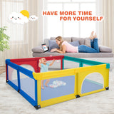 NNECW Extra Large Baby Playpen with Safety Gates &amp Mesh Walls-Multicolor
