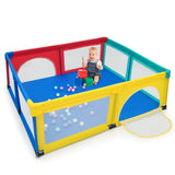 NNECW Extra Large Baby Playpen with Safety Gates &amp Mesh Walls-Multicolor