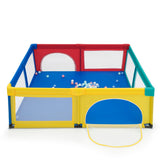NNECW Extra Large Baby Playpen with Safety Gates &amp Mesh Walls-Multicolor