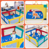 NNECW Extra Large Baby Playpen with Safety Gates &amp Mesh Walls-Multicolor