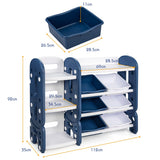 NNECW Kids Toy Storage Organizer with Bookshelf for Childs Bedroom-Blue