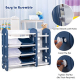 NNECW Kids Toy Storage Organizer with Bookshelf for Childs Bedroom-Blue